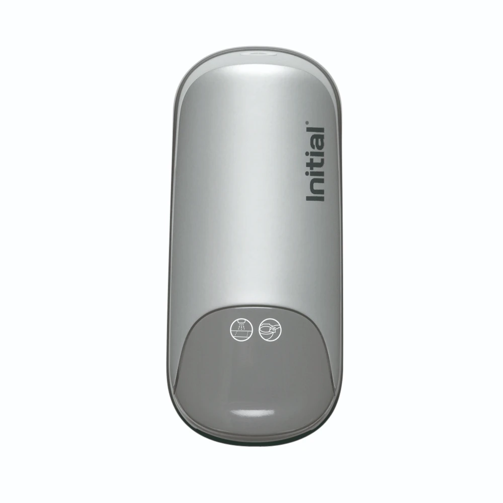 toilet seat cleaner dispenser silver, front view