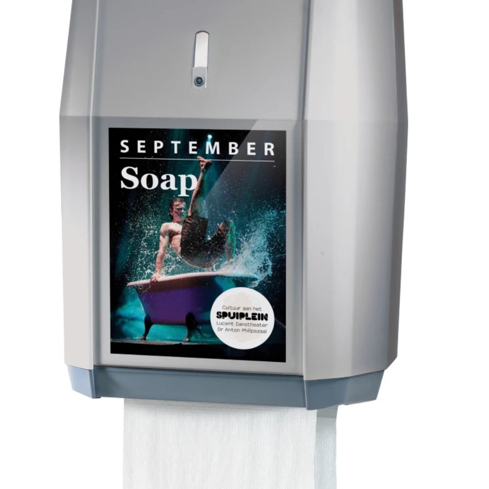 Signature manual linen towel dispenser silver front