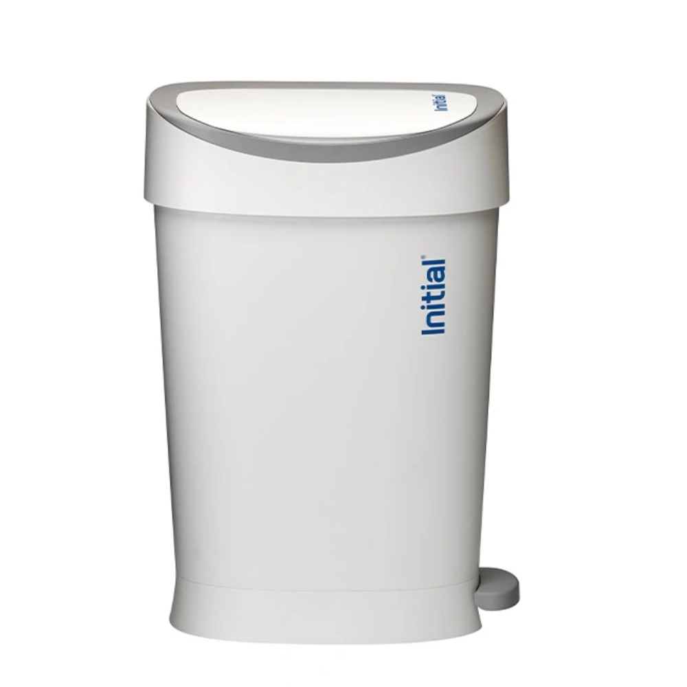 No-touch sanitary bin white front