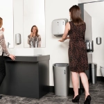 jumbo toilet roll dispenser silver, in bathroom