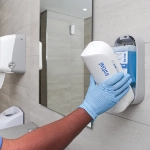 Initial colleague refilling and closing manual soap dispenser