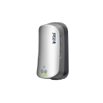 no touch soap dispenser in silver, side view