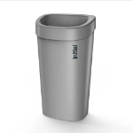 waste bin silver, side view
