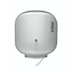 jumbo toilet roll dispenser silver, front view