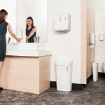 No-touch sanitary bin white in situ