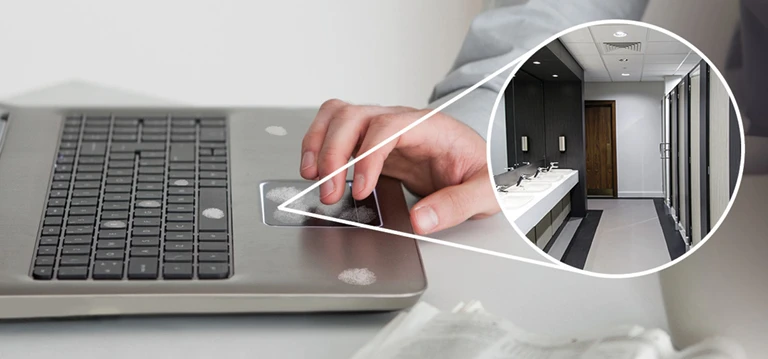 laptop being touched
