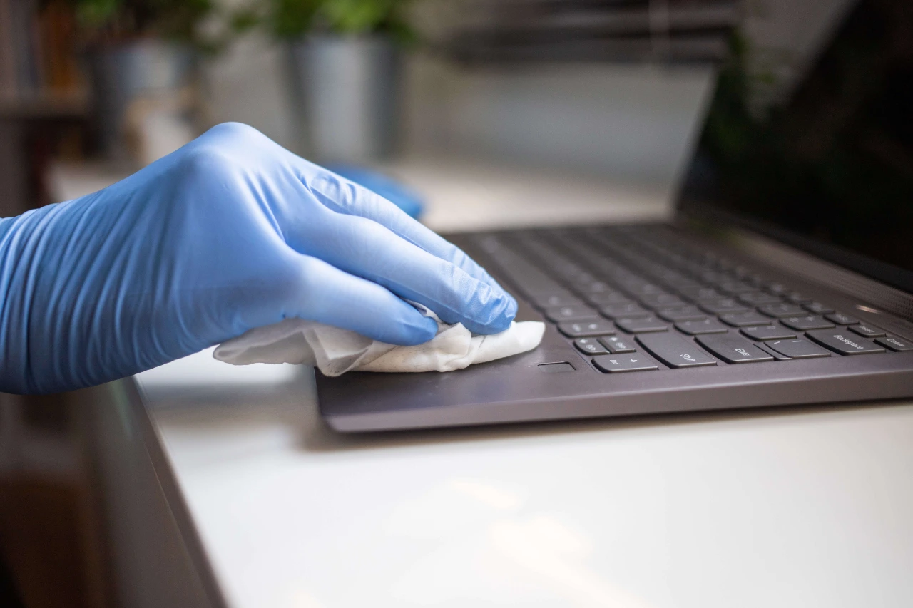 wiping laptop