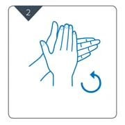 Step 2. Rub hands together, palm to palm