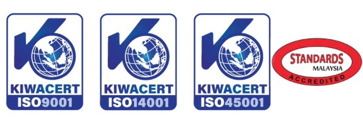kiwacert iso9001 | iso14001 | iso45001 | standards malaysia accredited logos