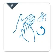 Step 6.  Rotational rubbing in both directions by placing fingertips of each hand in opposing palm