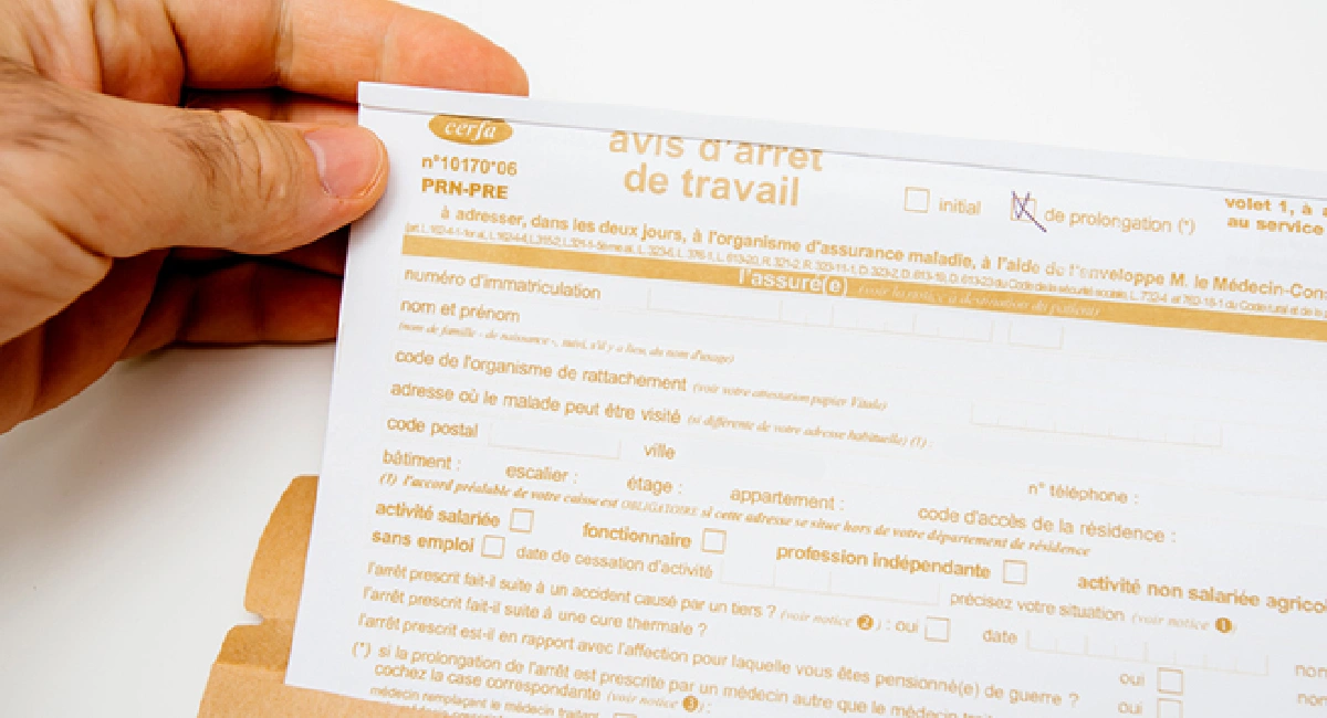 formulaire d'arrêt de travail
