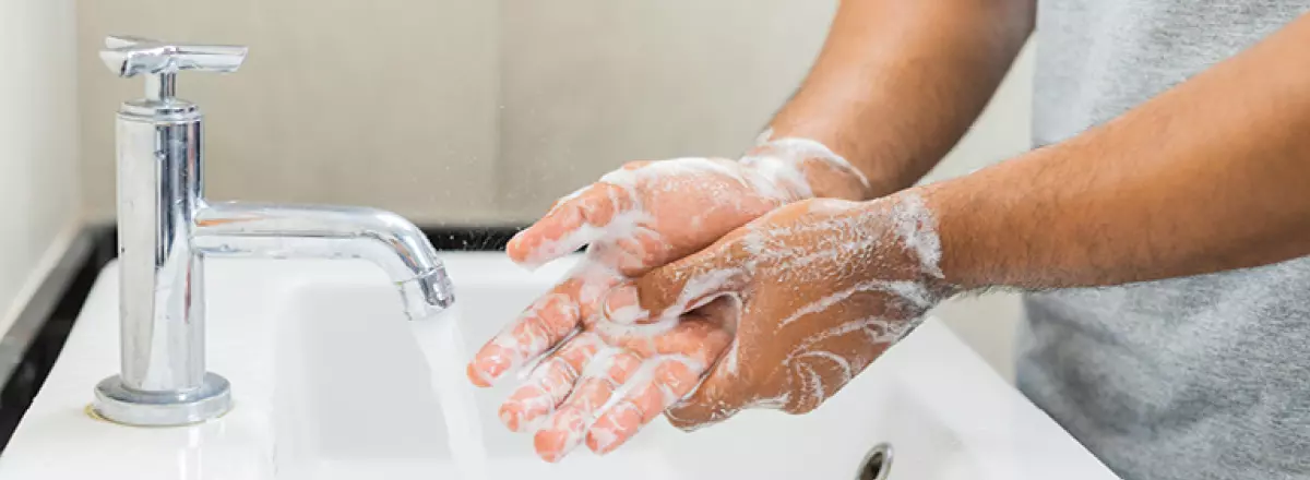 hand washing with soap