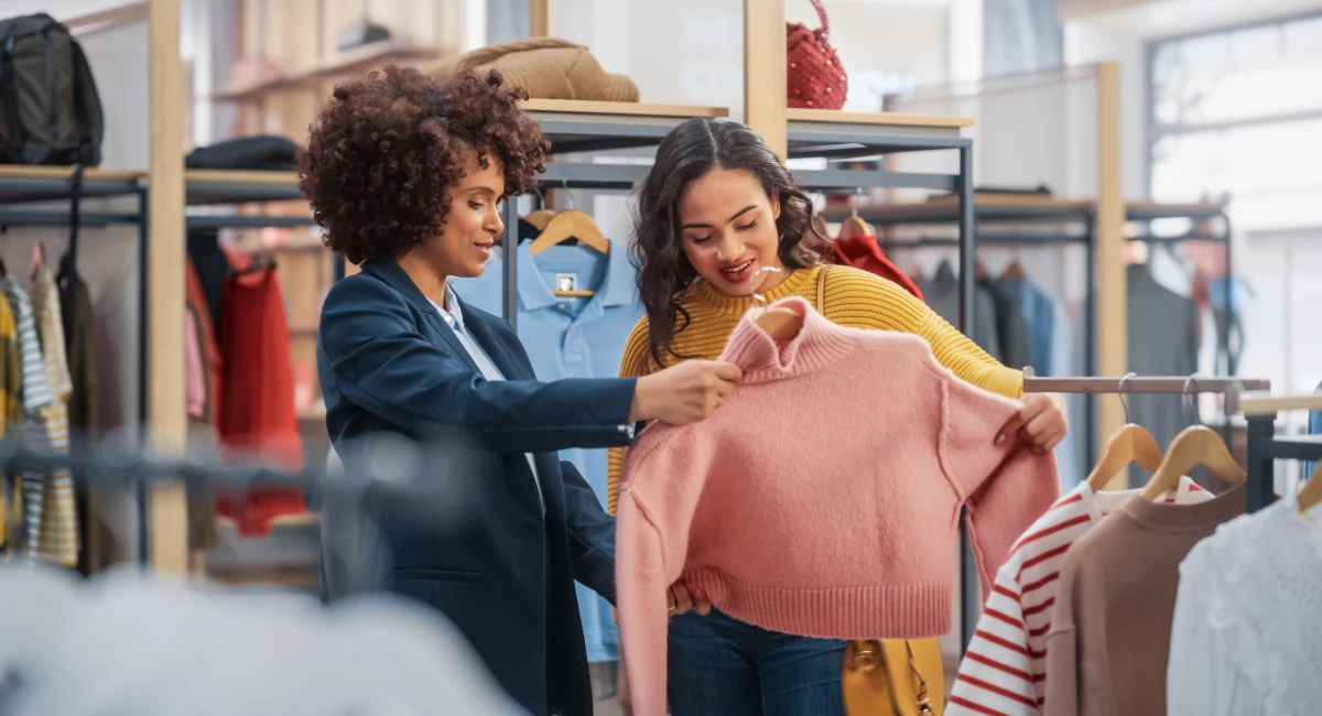 Shopping in clothing store