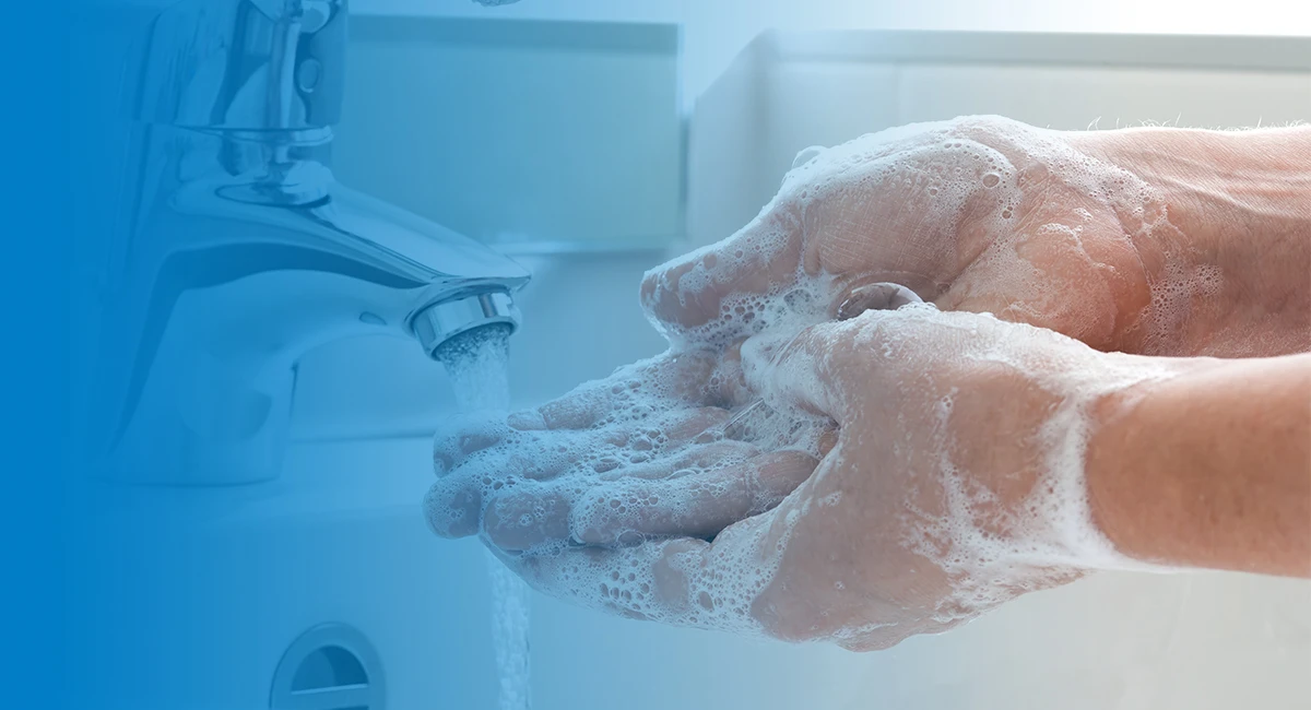 Hand washing in a sink