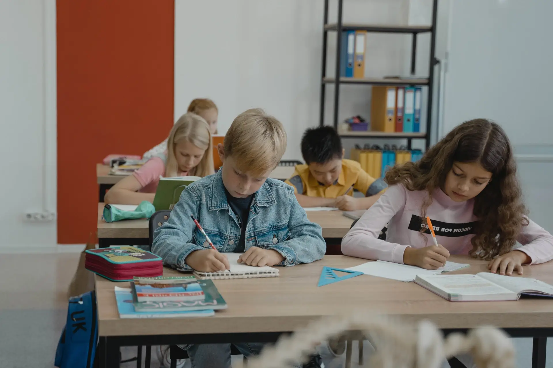 Children studying at school