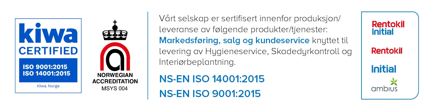 ISO certification 14001:2015 for Initial Norge