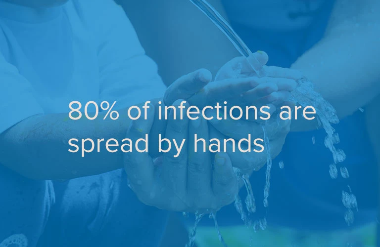 80% of infections are spread by hands